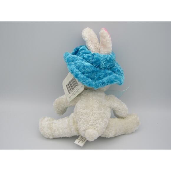 NEW w/ Tags Chenille Bunny Plush Peachtree Playthings Easter White Blue Hat - Picture 2 of 12